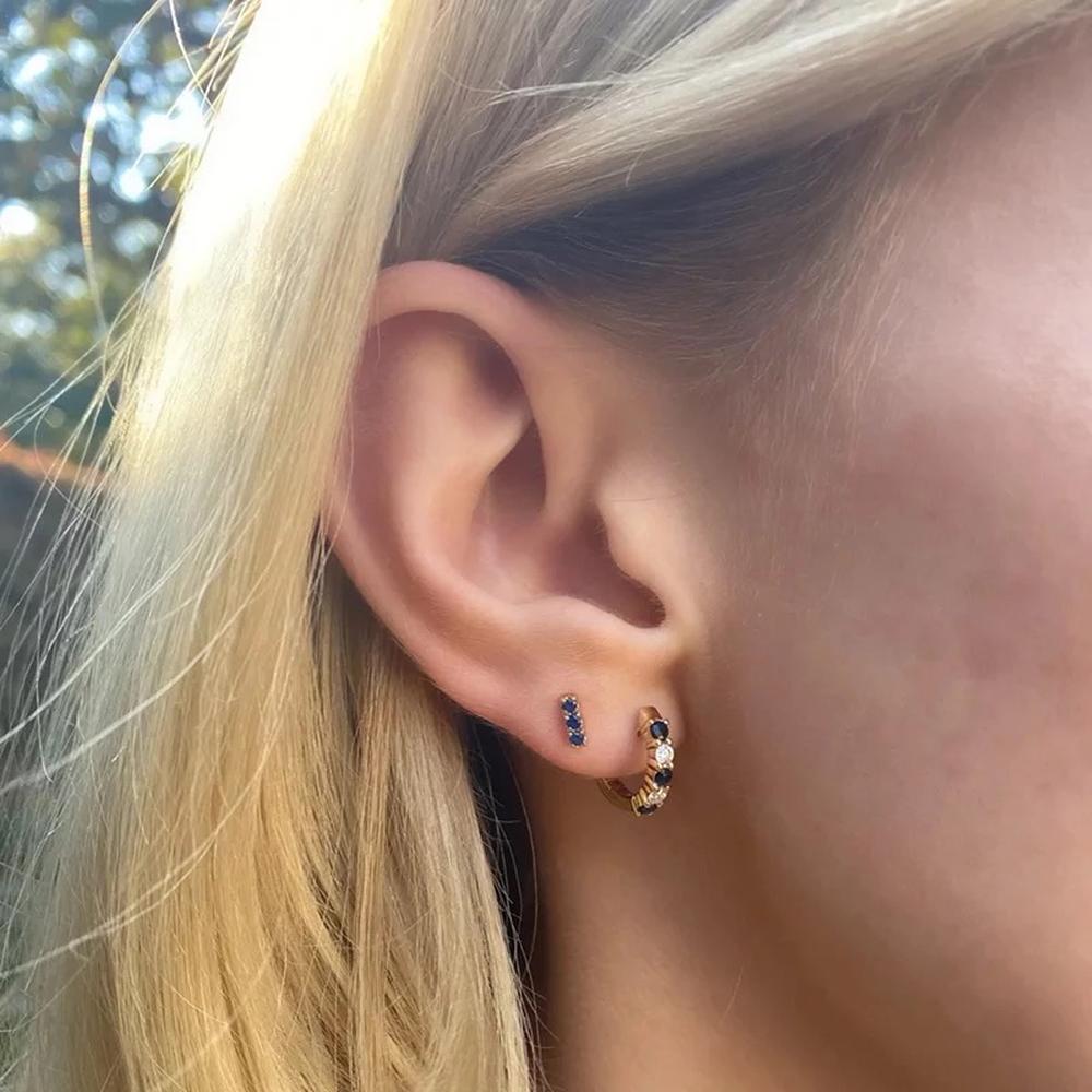 Aretes De Plata 925 Oro 18k Arracadas Piedras Azules Mujer
