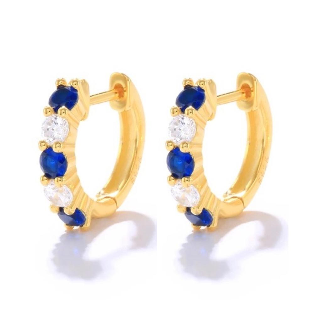 Aretes De Plata 925 Oro 18k Arracadas Piedras Azules Mujer
