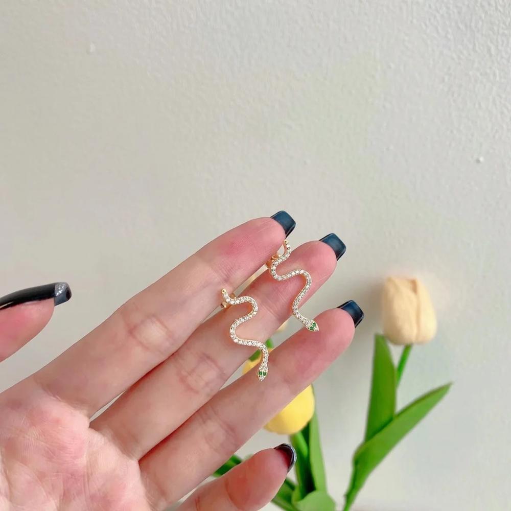 Aretes de Plata 925 Zirconias Serpiente Unitalla Mujer
