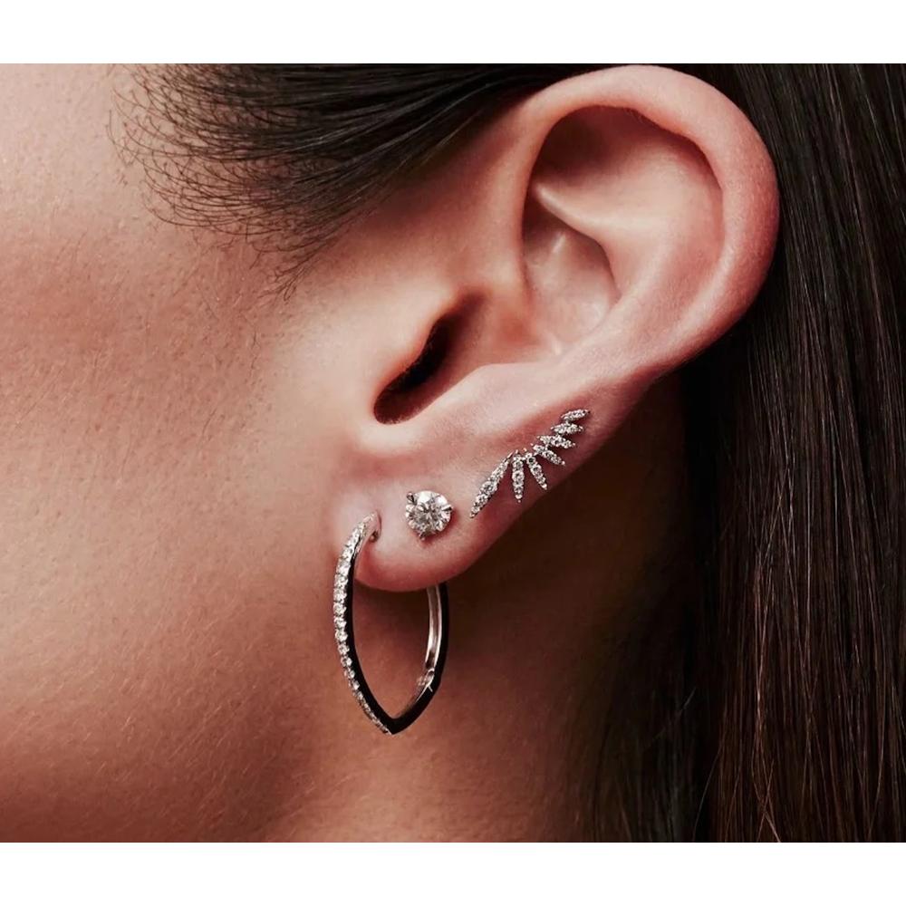 Aretes de Plata 925 Oro 18k Zirconias Hojas Unitalla Mujer