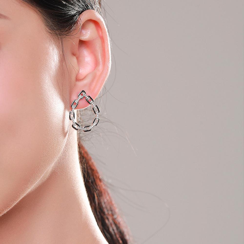 Aretes De Plata 925 Cadena Largos De Eslabones Colgantes