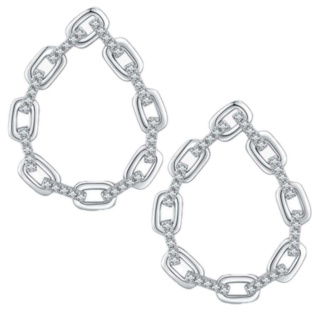Aretes De Plata 925 Cadena Largos De Eslabones Colgantes