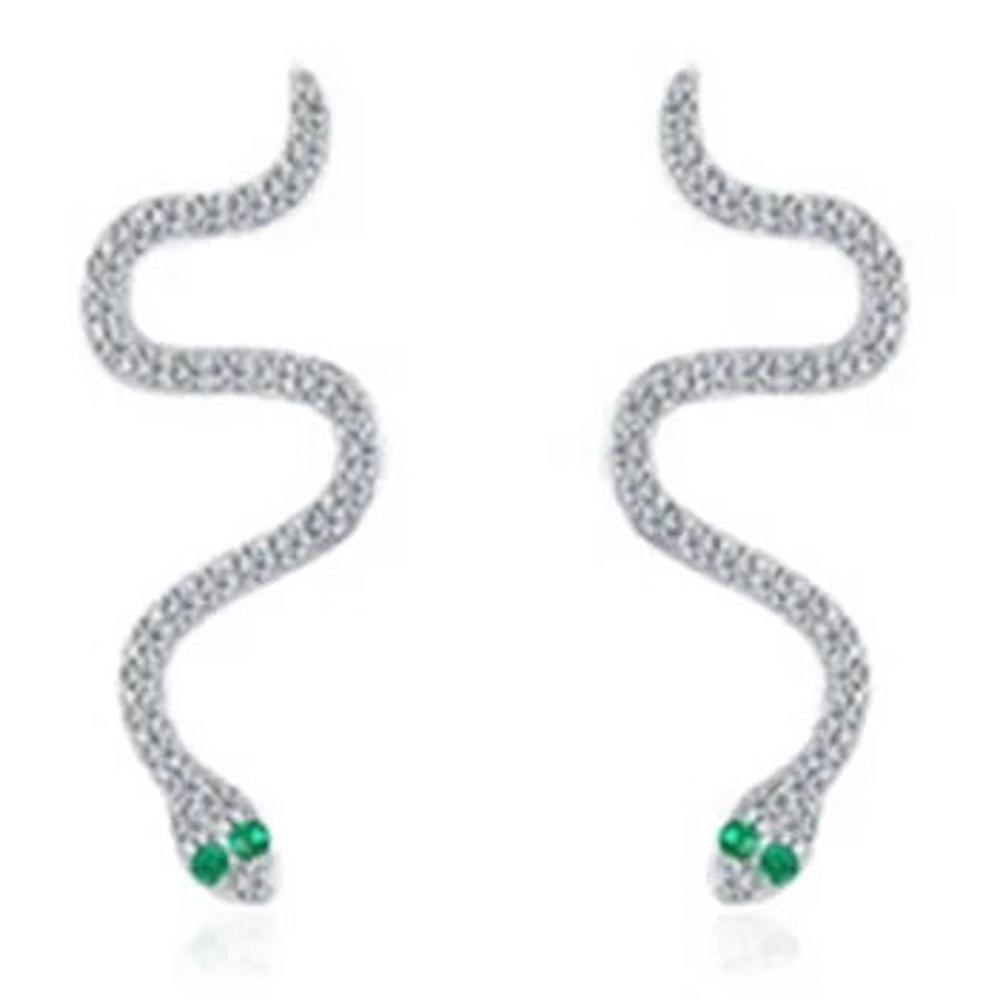 Aretes de Plata 925 Zirconias Serpiente Unitalla Mujer