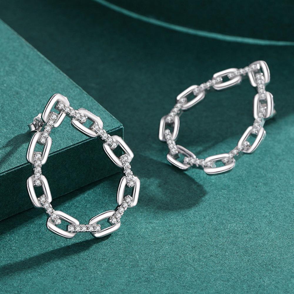 Aretes De Plata 925 Cadena Largos De Eslabones Colgantes