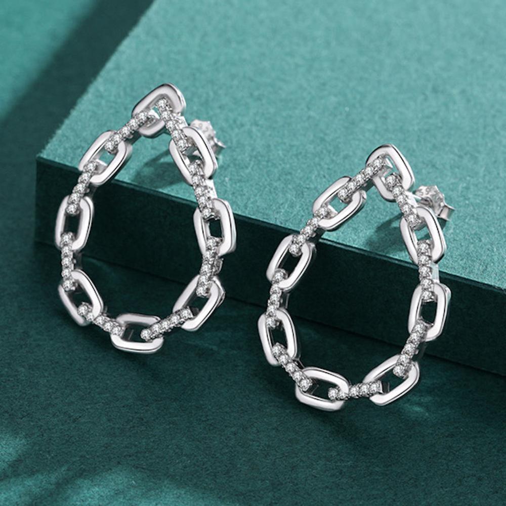 Aretes De Plata 925 Cadena Largos De Eslabones Colgantes