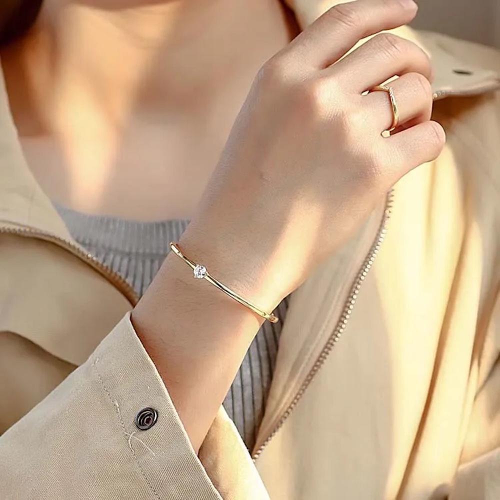 Pulsera de Plata 925 Zirconia Brillo Unitalla Brazalete