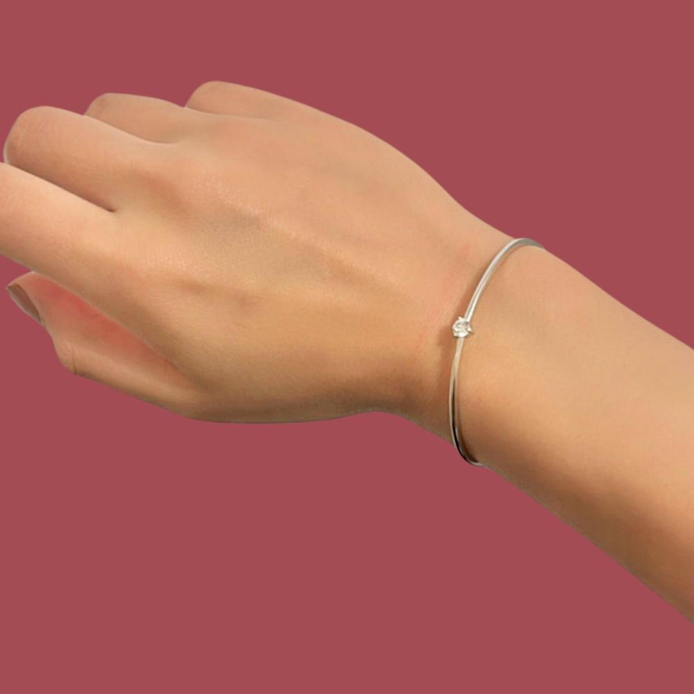 Pulsera de Plata 925 Zirconia Brillo Unitalla Brazalete