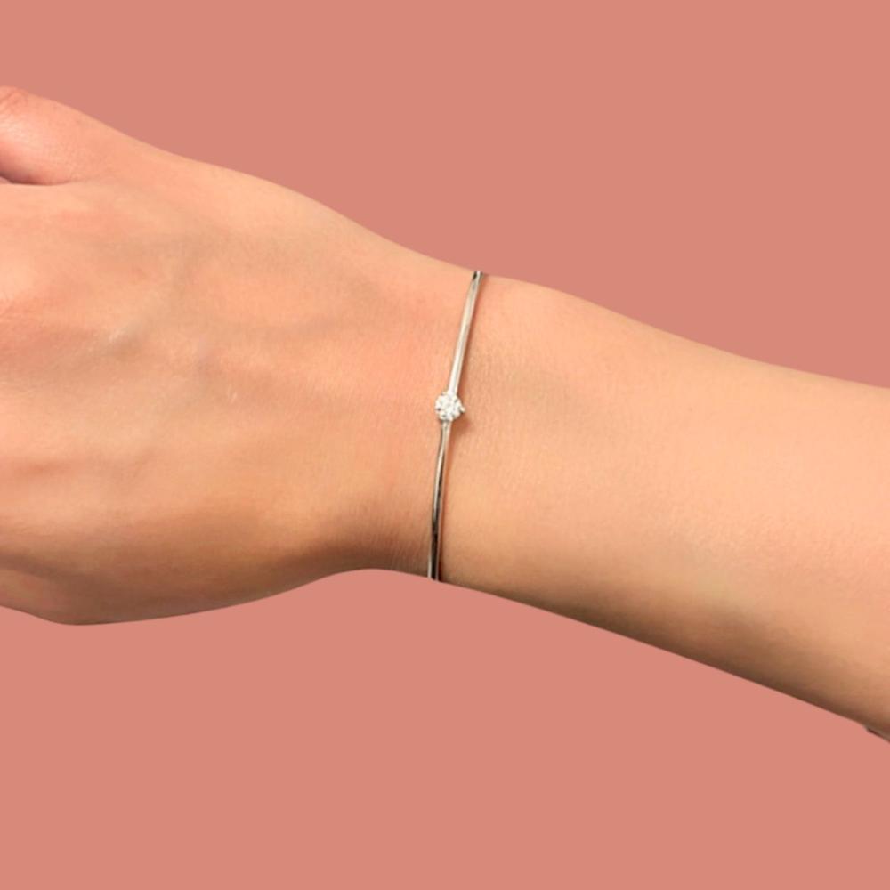Pulsera de Plata 925 Zirconia Brillo Unitalla Brazalete