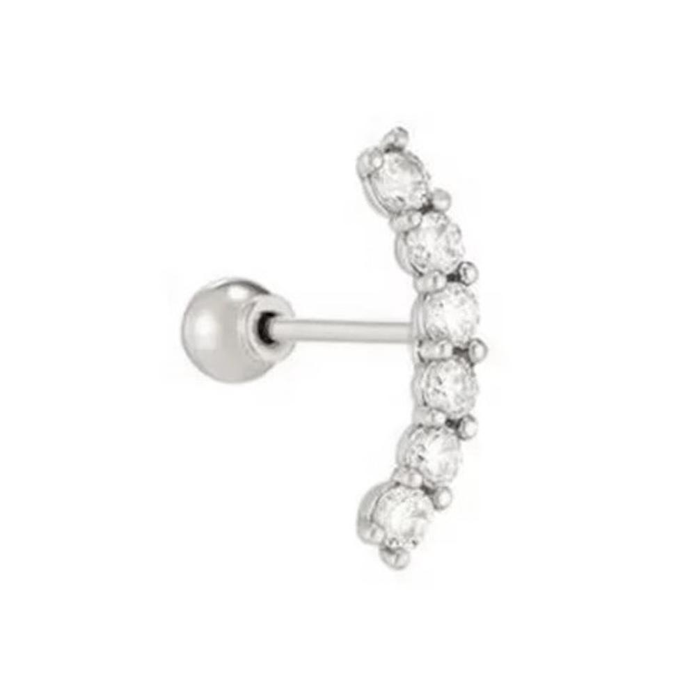 Arete Piercing Plata 925 Trepador De Oreja Con Zirconias