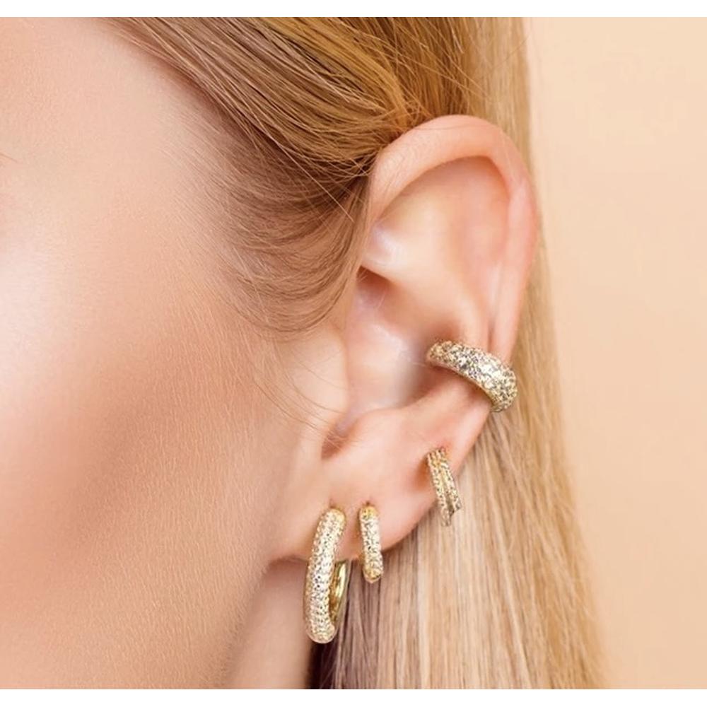 Aretes De Plata 925 Arracadas Con Zirconias Huggies Mujer