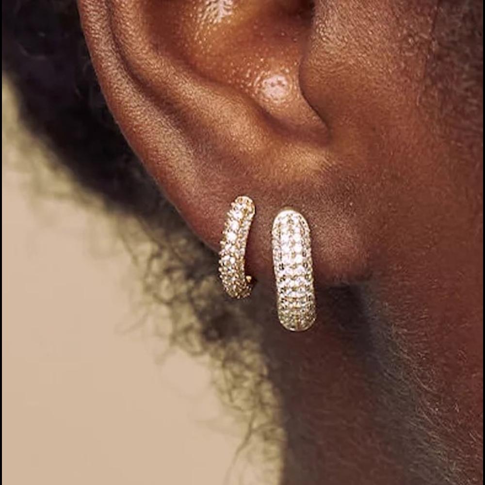 Aretes De Plata 925 Arracadas Con Zirconias Huggies Mujer