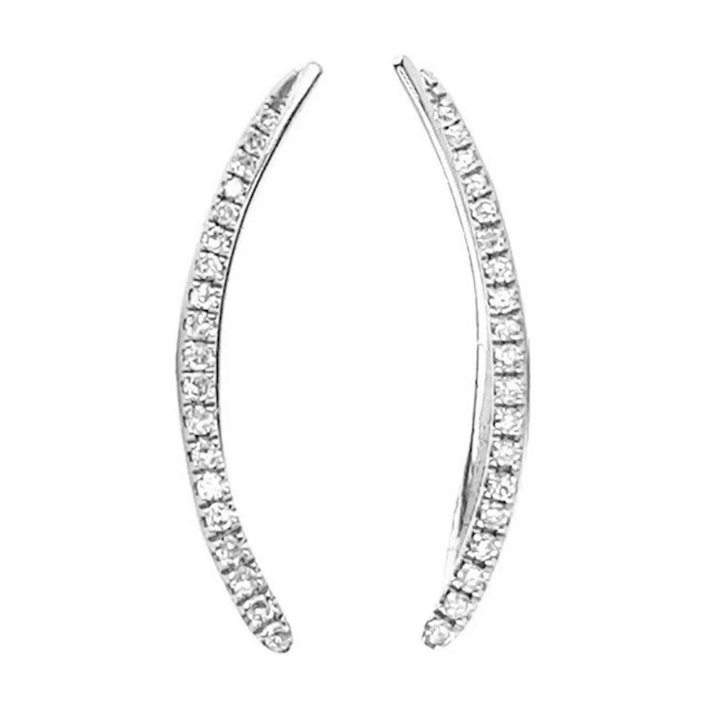 Aretes Largos De Plata 925 Y Trepadores Con Zirconias Mujer
