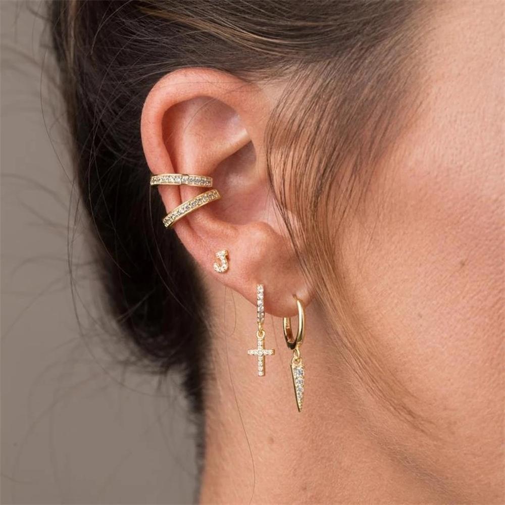 Aretes De Plata 925 Cruz De Zirconias Mujer Colgante Regalo