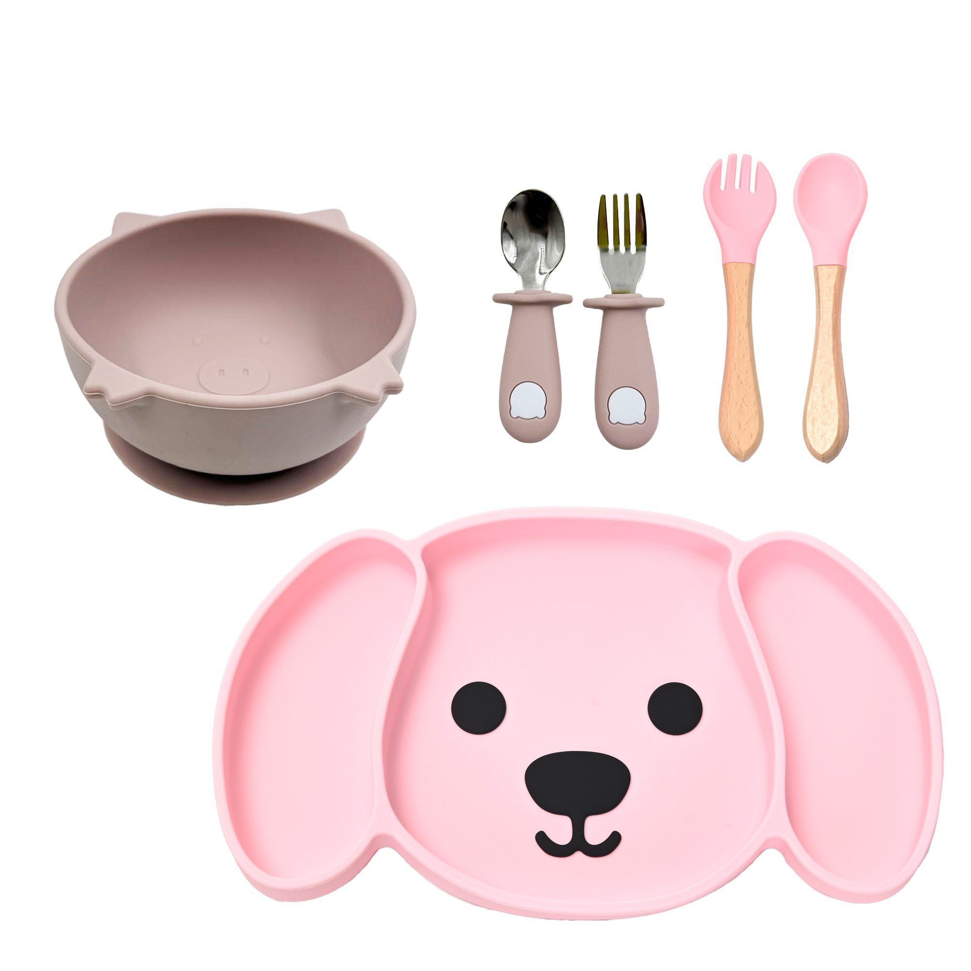 Plato para Bebé con Divisiones, Plato hondo y Cubiertos