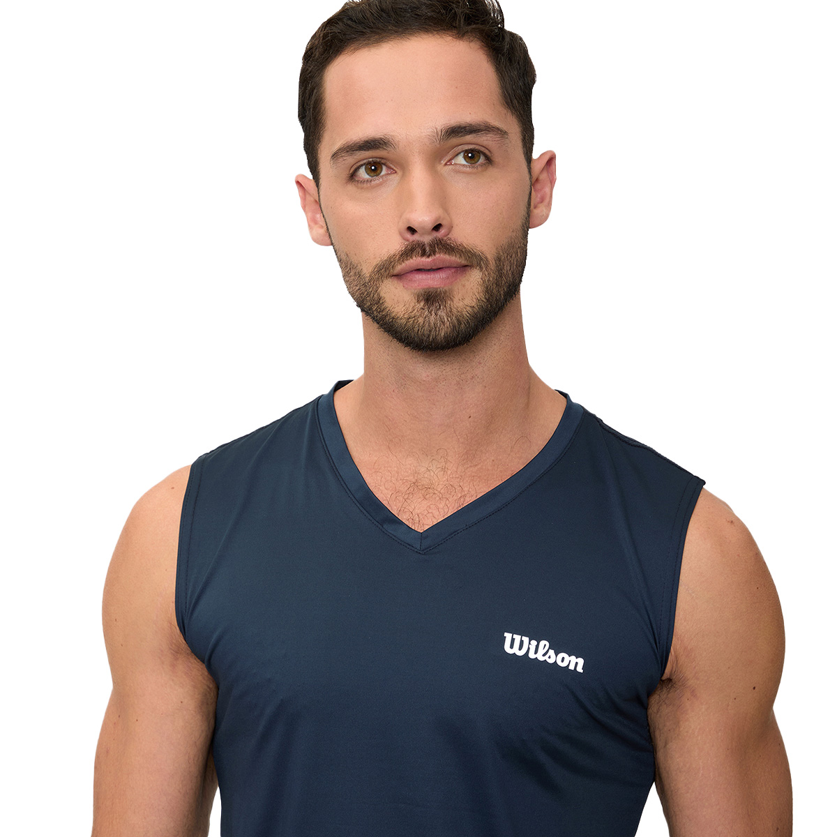 Playera Wilson Ultra Ligera Sin Manga Cuello en V para Hombre 