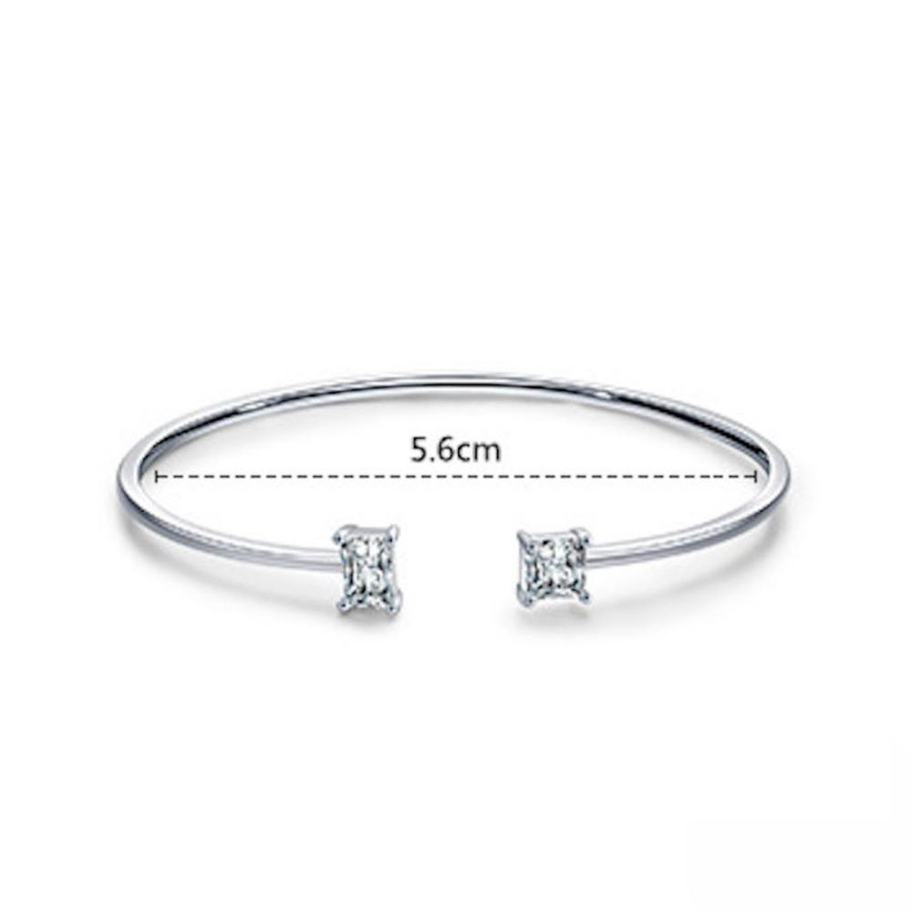 Pulsera de Plata 925 Oro 18k Brazalete Rígido con Zirconias