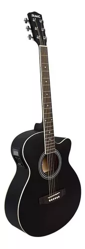 Guitarra Electroacústica Rmc Jumbo Para Diestros Negra Mate Arce