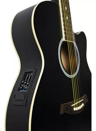 Guitarra Electroacústica Rmc Jumbo Para Diestros Negra Mate Arce