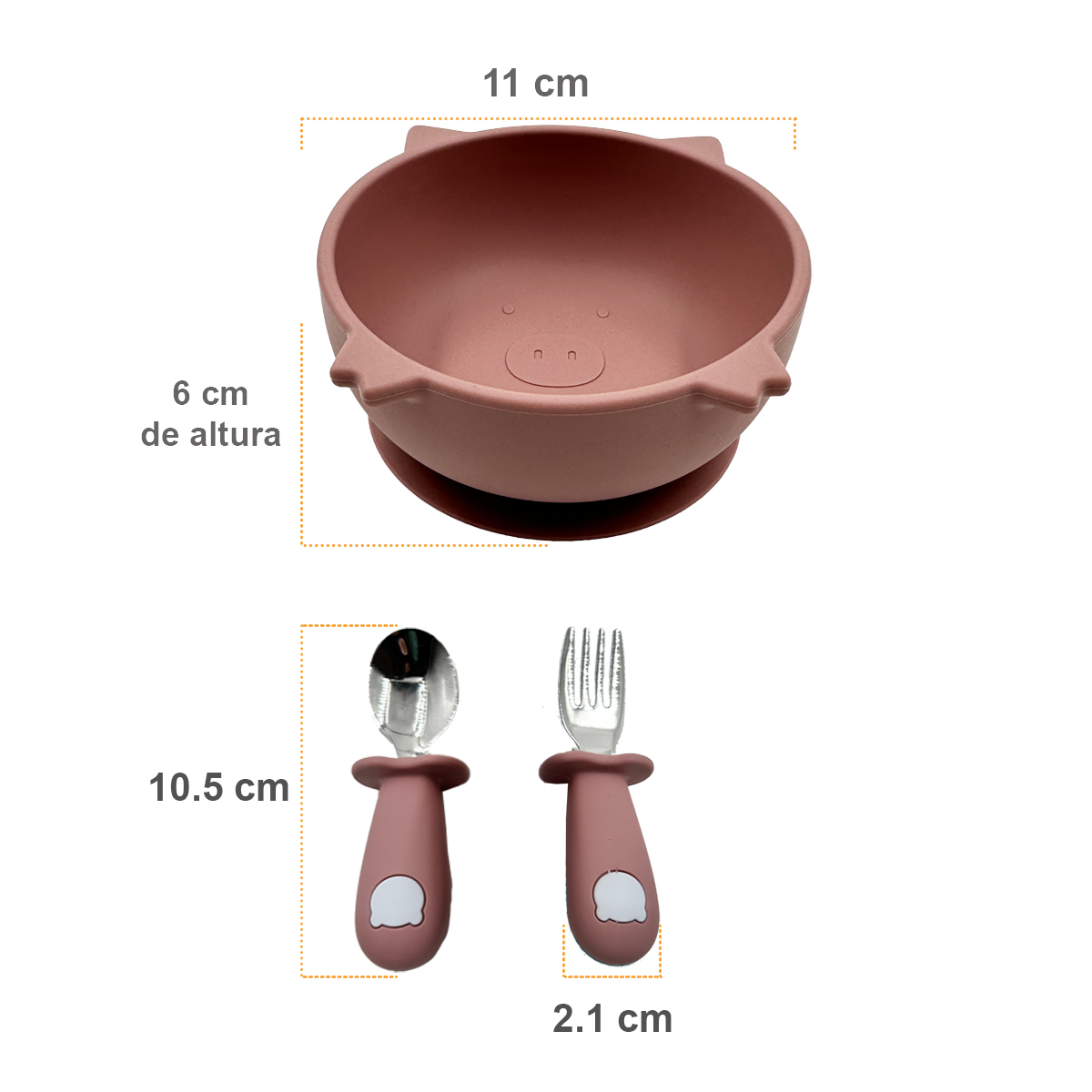 Plato para Bebé con Divisiones, Plato hondo y Cubiertos