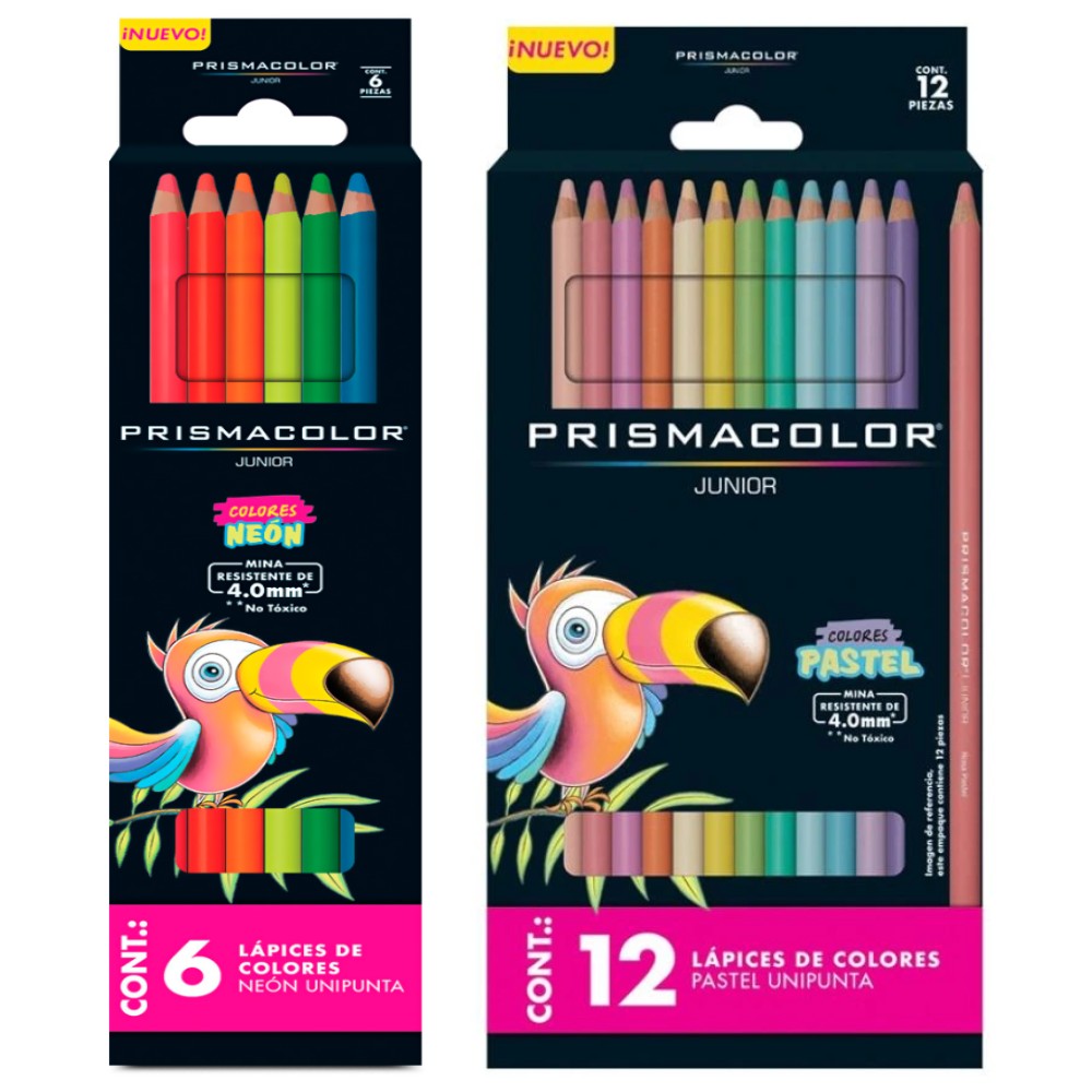 Prismacolor Junior Lápices de Colores, 18 Tonos Neón y Pastel, Suaves y Mezclables