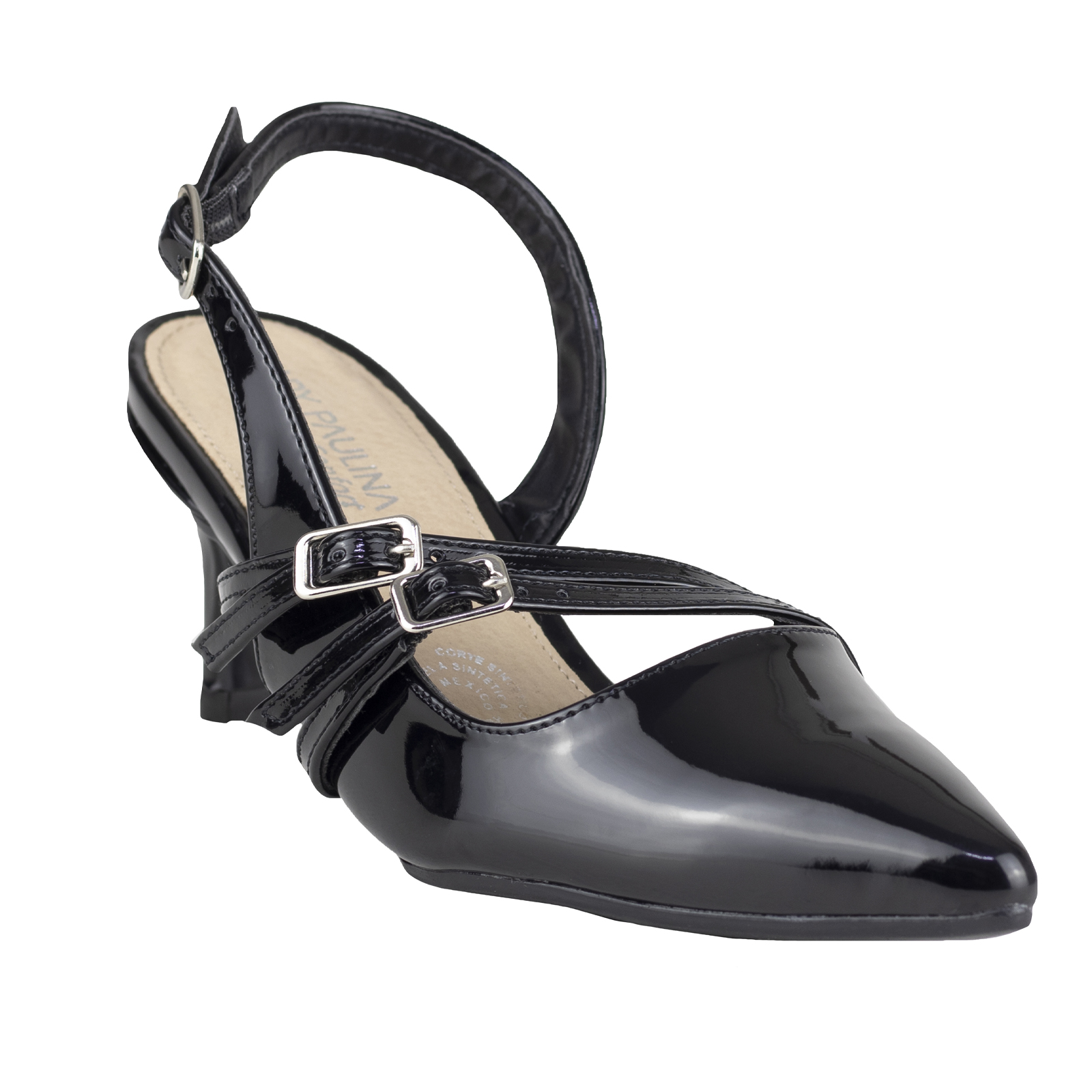 Zapatilla Charol Negra Destalonada Mujer Lady Paulina 35503 