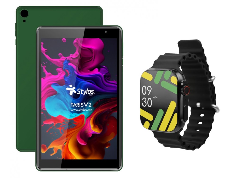 Tablet Stylos STTA81V TarisV2 8" color Verde incluye Smartwatch PC-270171