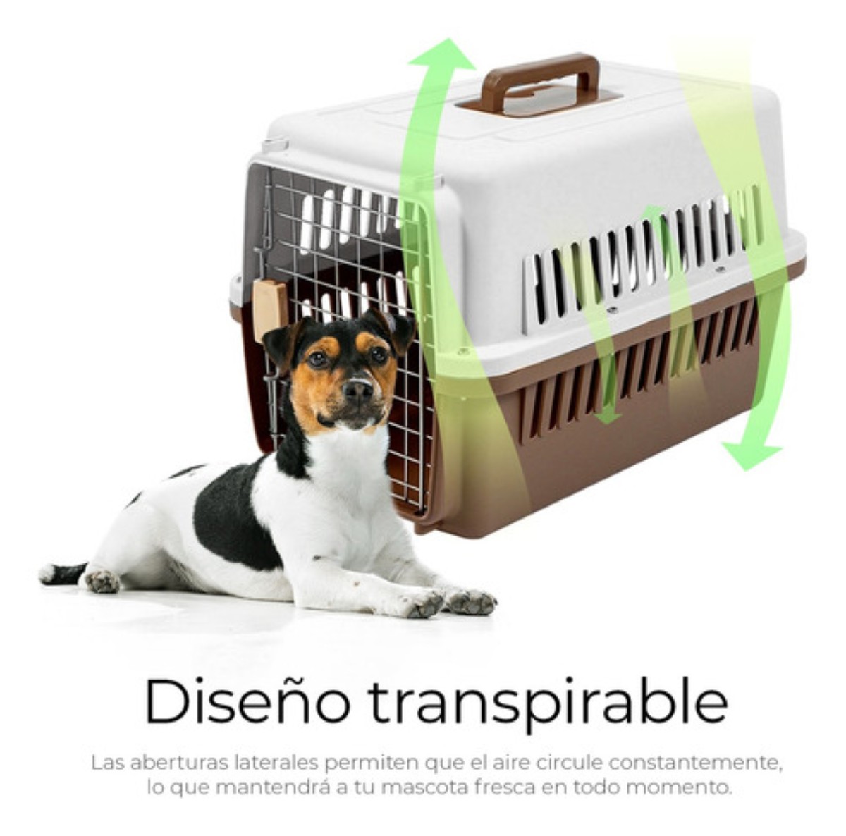 Jaula Transportadora Portatil Perro Gato Conejo Mascota cafe blanco
