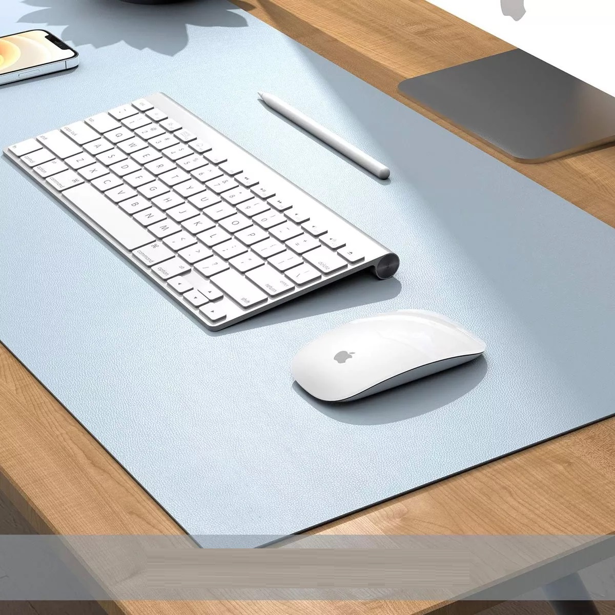 Mouse Pad Gamer Tapete Alfombrilla Raton 80x40cm Azul Claro Y Plateado