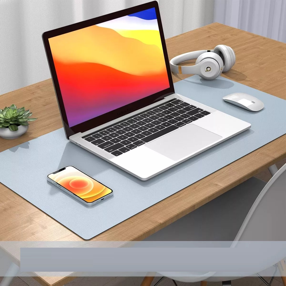 Mouse Pad Gamer Tapete Alfombrilla Raton 80x40cm Azul Claro Y Plateado