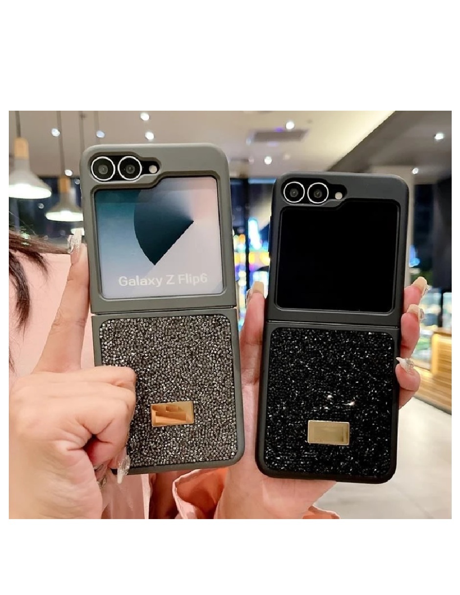 Protector Piedras Elegante Compatible Con Z Flip 6 Samsung Negro