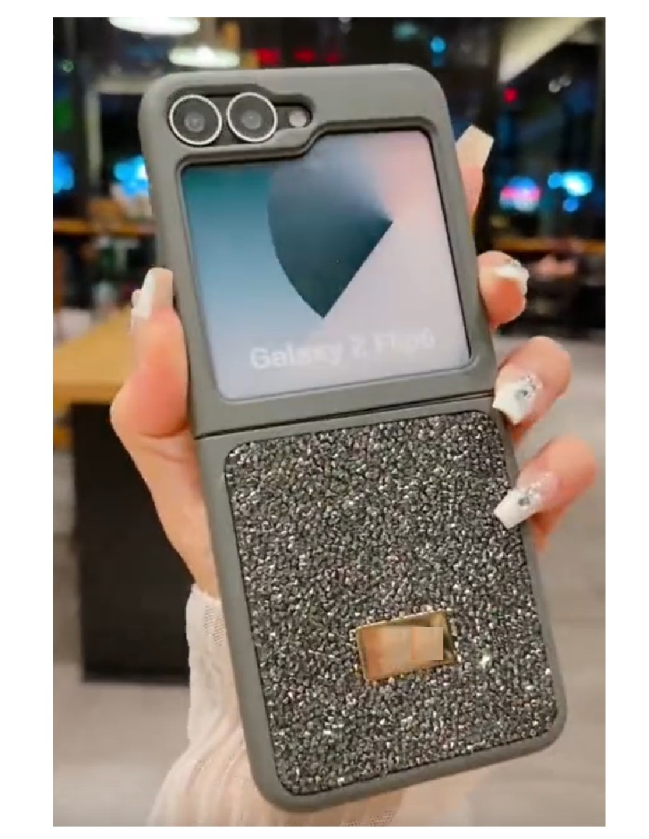 Protector Piedras Elegante Compatible Con Z Flip 6 Samsung Gris