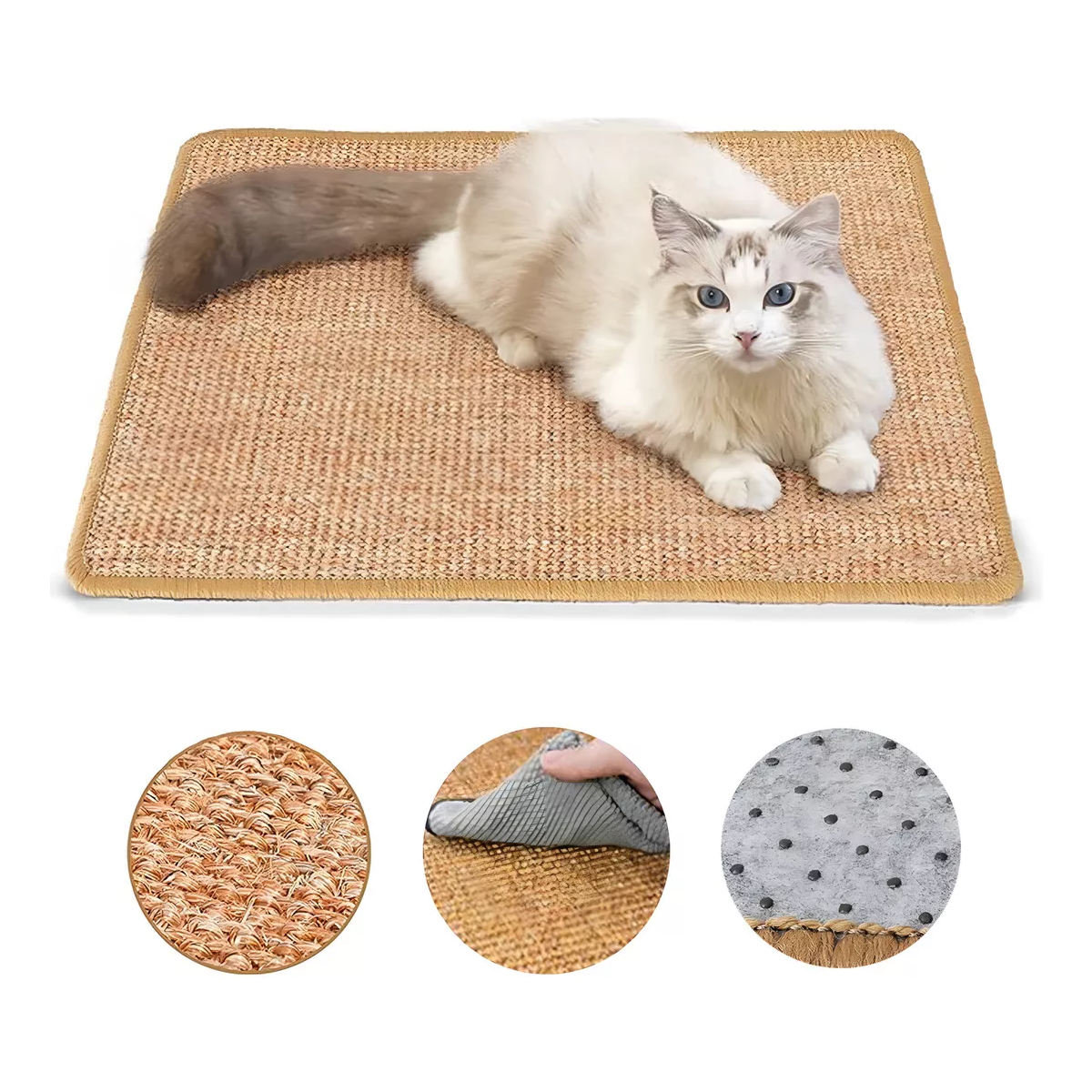 Tapate Rascador Para Gatos De Sisal  50x30cm Color Marrón Claro