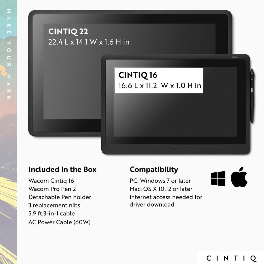 Tableta Gráfica Wacom Cintiq 16 15.6" 345x194 mm Alámbrico