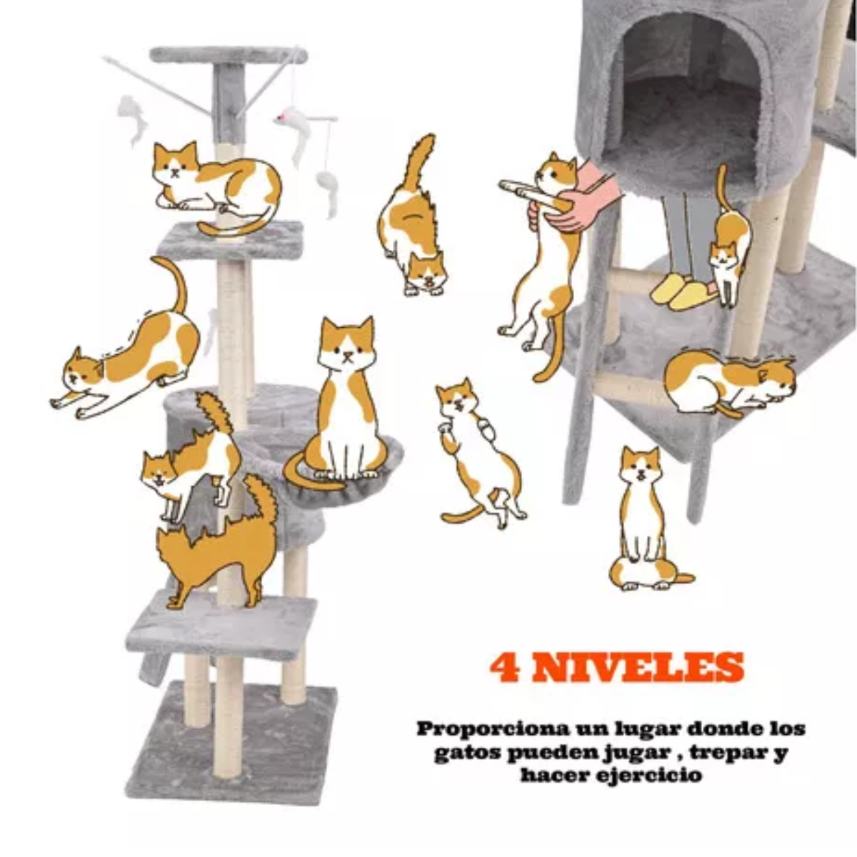 Rascadores Para Gatos Arbol Torre Rascador Gris
