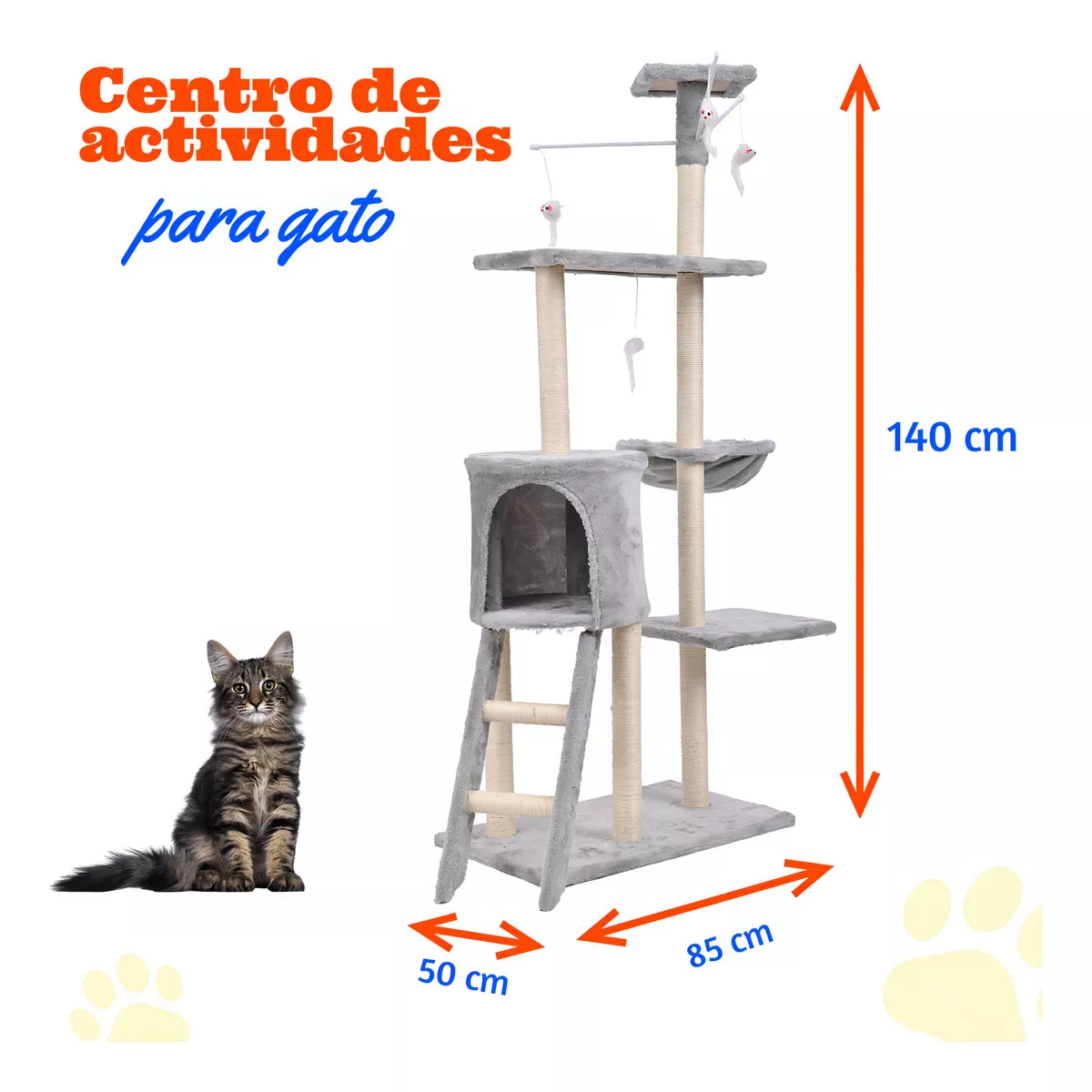 Rascadores Para Gatos Arbol Torre Rascador Gris