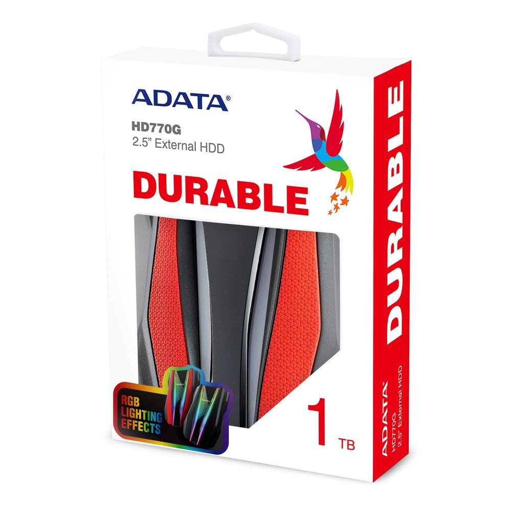 Disco Duro Externo Adata Hd770g Rgb 2.5" 1tb Usb Rojo A
