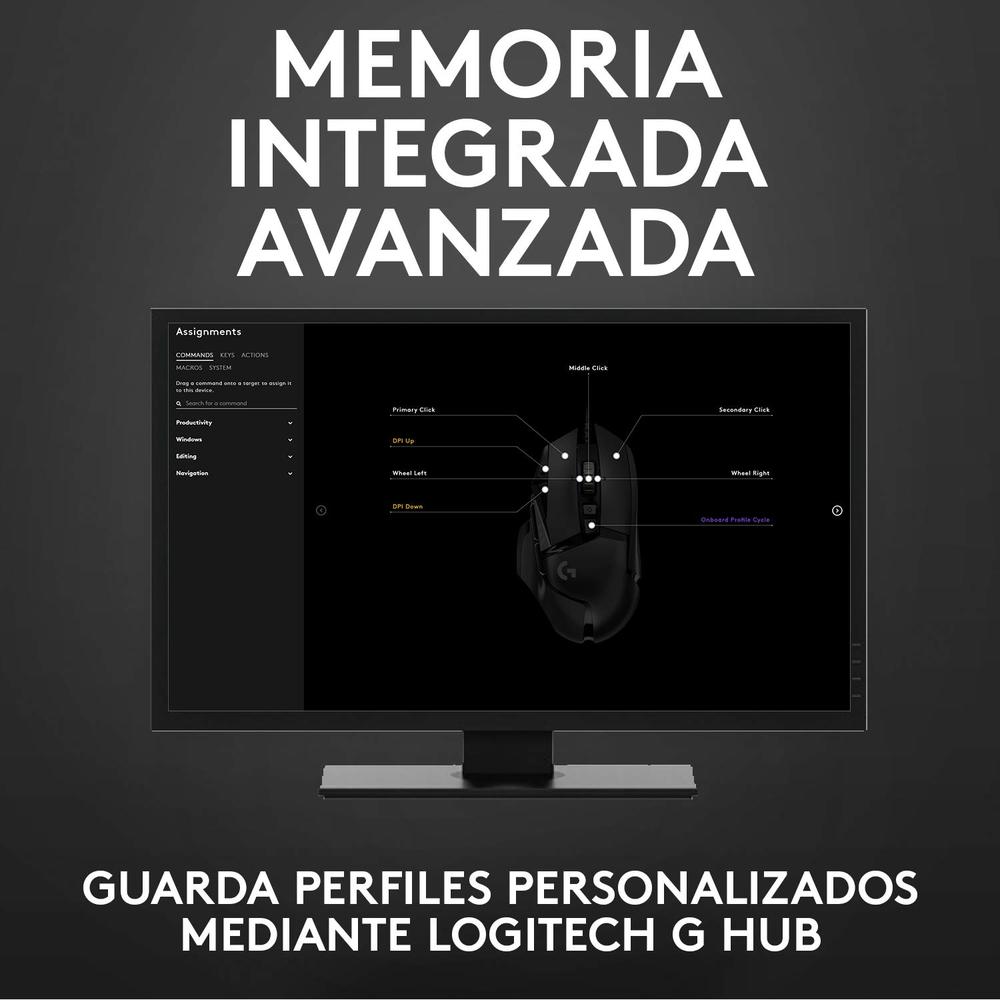 Mouse Gamer Ergonómico Logitech Óptico G502 Hero Rgb