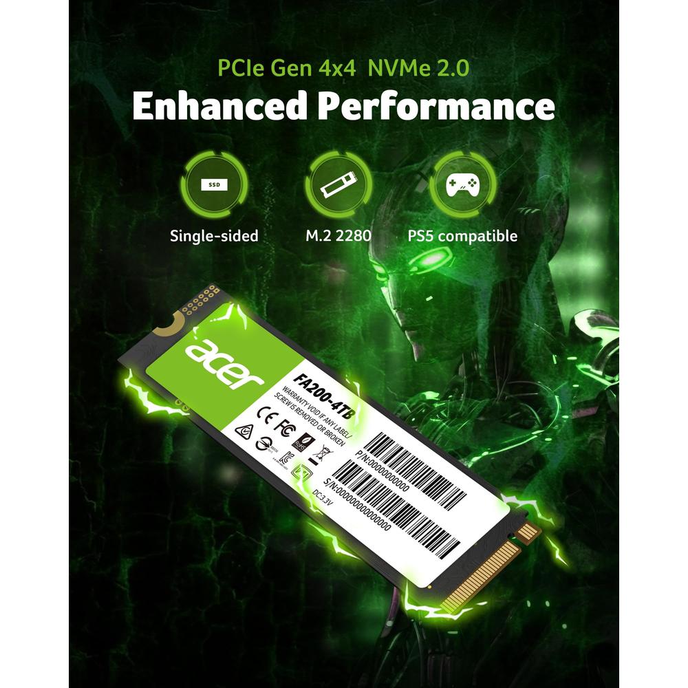 Ssd Acer Fa200 NVMe 2tb Pci Express 4.0 M.2 2280 2tb: PCIe