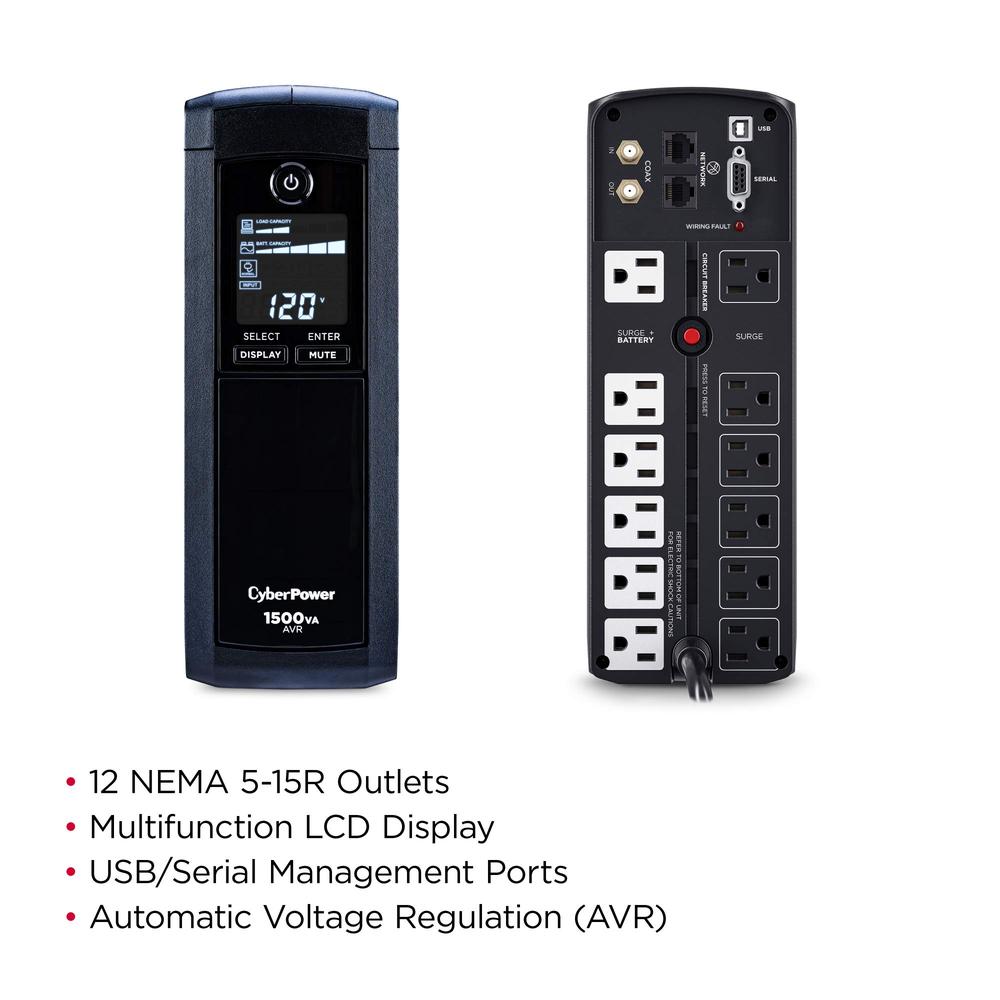 No Break CyberPower Cp1500avrlcd 900w 1500va 12 Contactos
