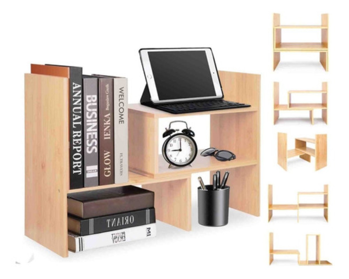 Organizador De Escritorio De Mdf Oficina Hogar De 2 Piezas Caqui