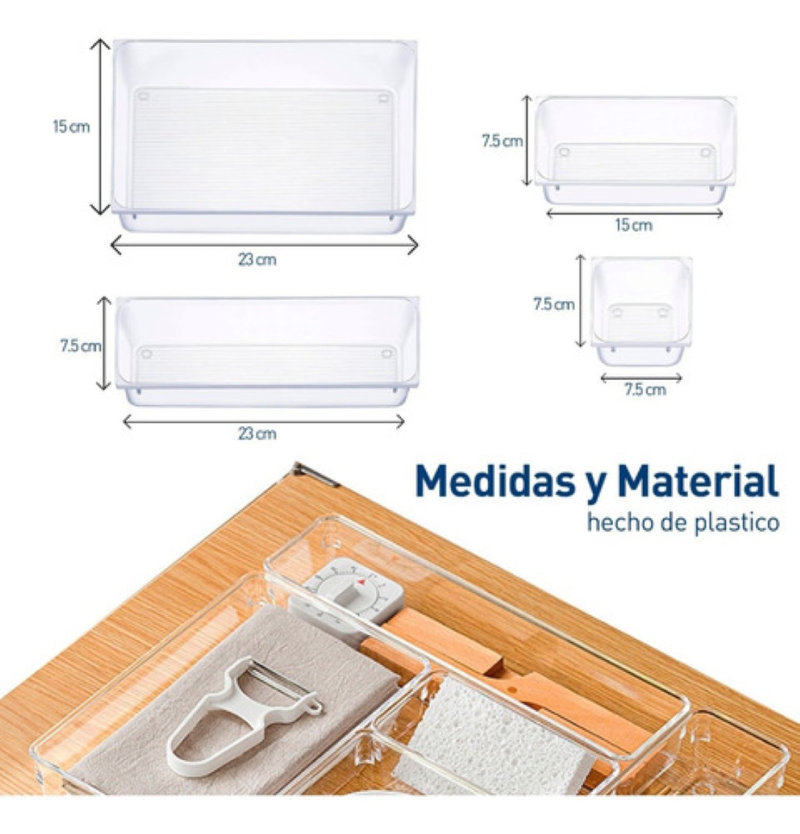 Organizador De Cajones Joyas Maquillaje 25 Pzas De Plástico transparente