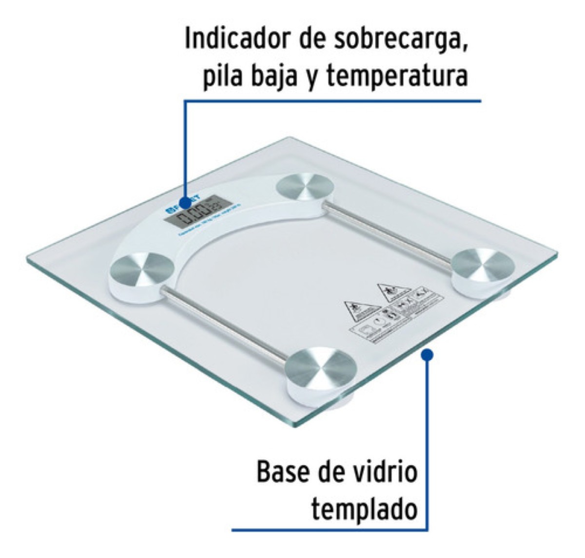Bascula Corporal Digital Hasta 180kg Vidrio Templado Human Blanco