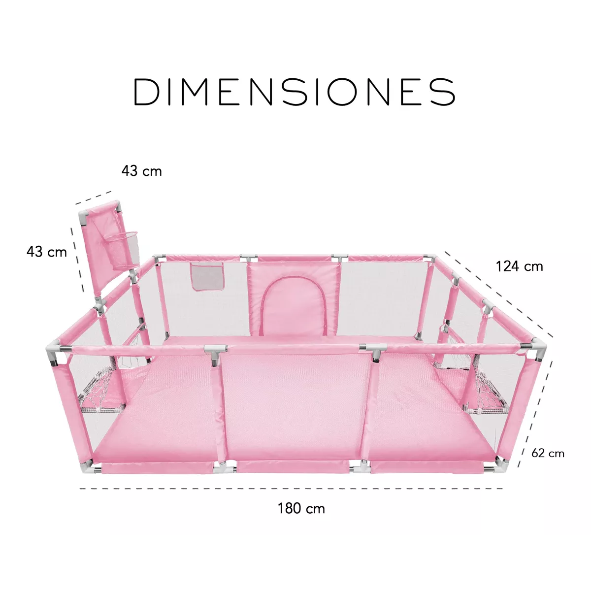 Corralito Para Bebé Corral Infantil 2.30 Gimnasio De Juegos Rosa