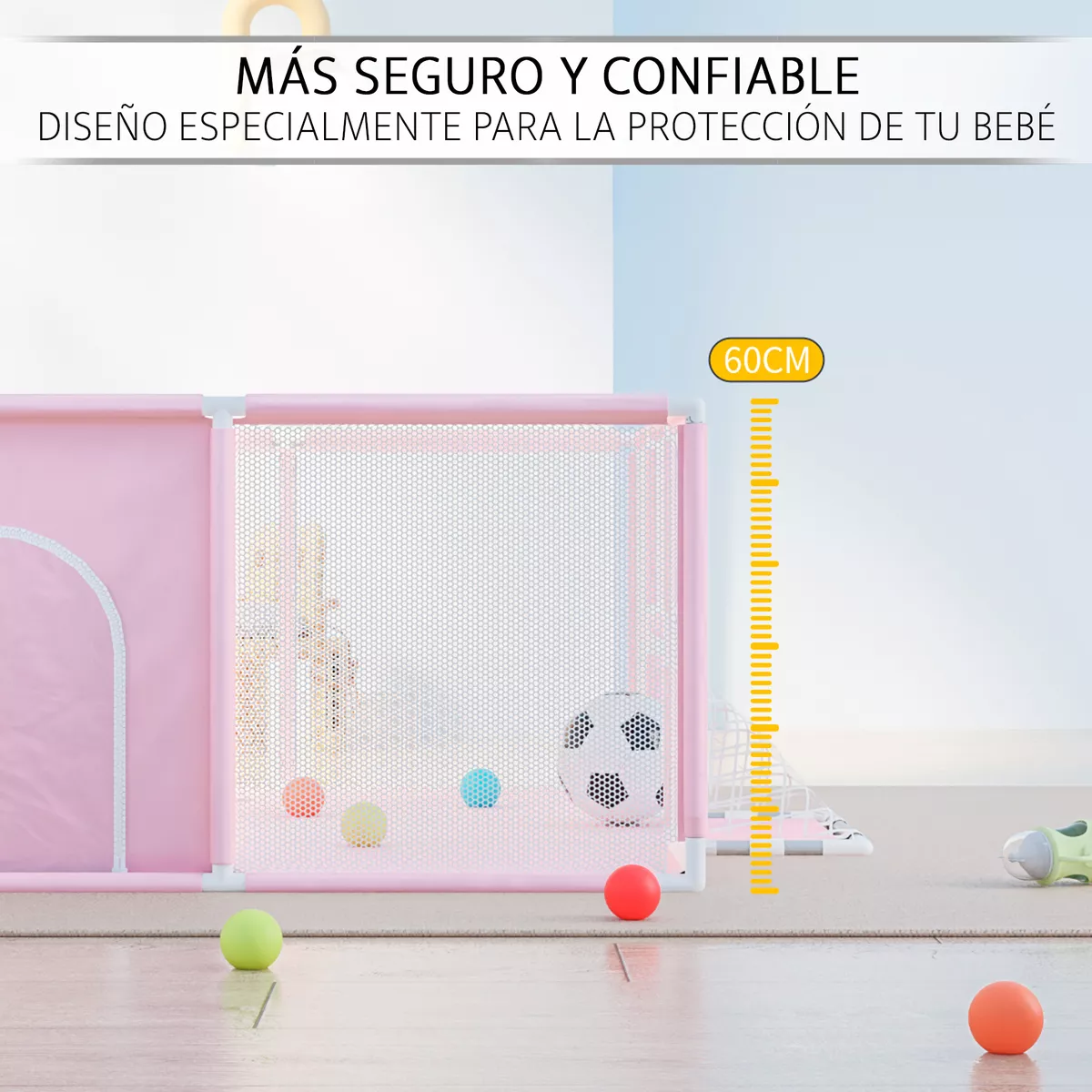 Corralito Para Bebé Corral Infantil 2.30 Gimnasio De Juegos Rosa