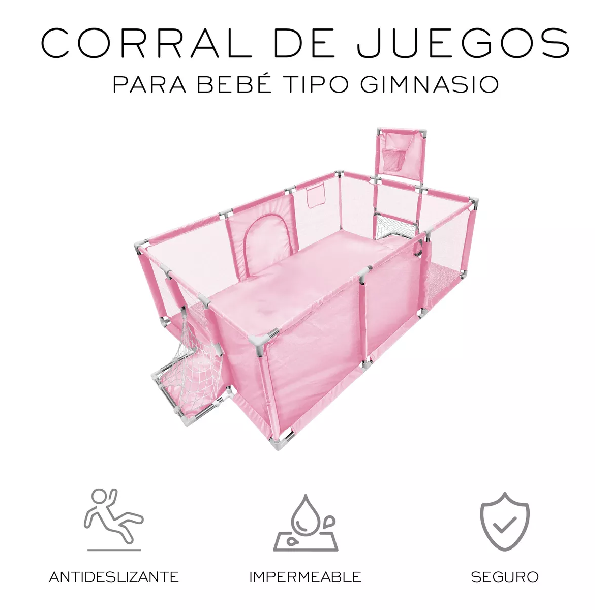 Corralito Para Bebé Corral Infantil 2.30 Gimnasio De Juegos Rosa
