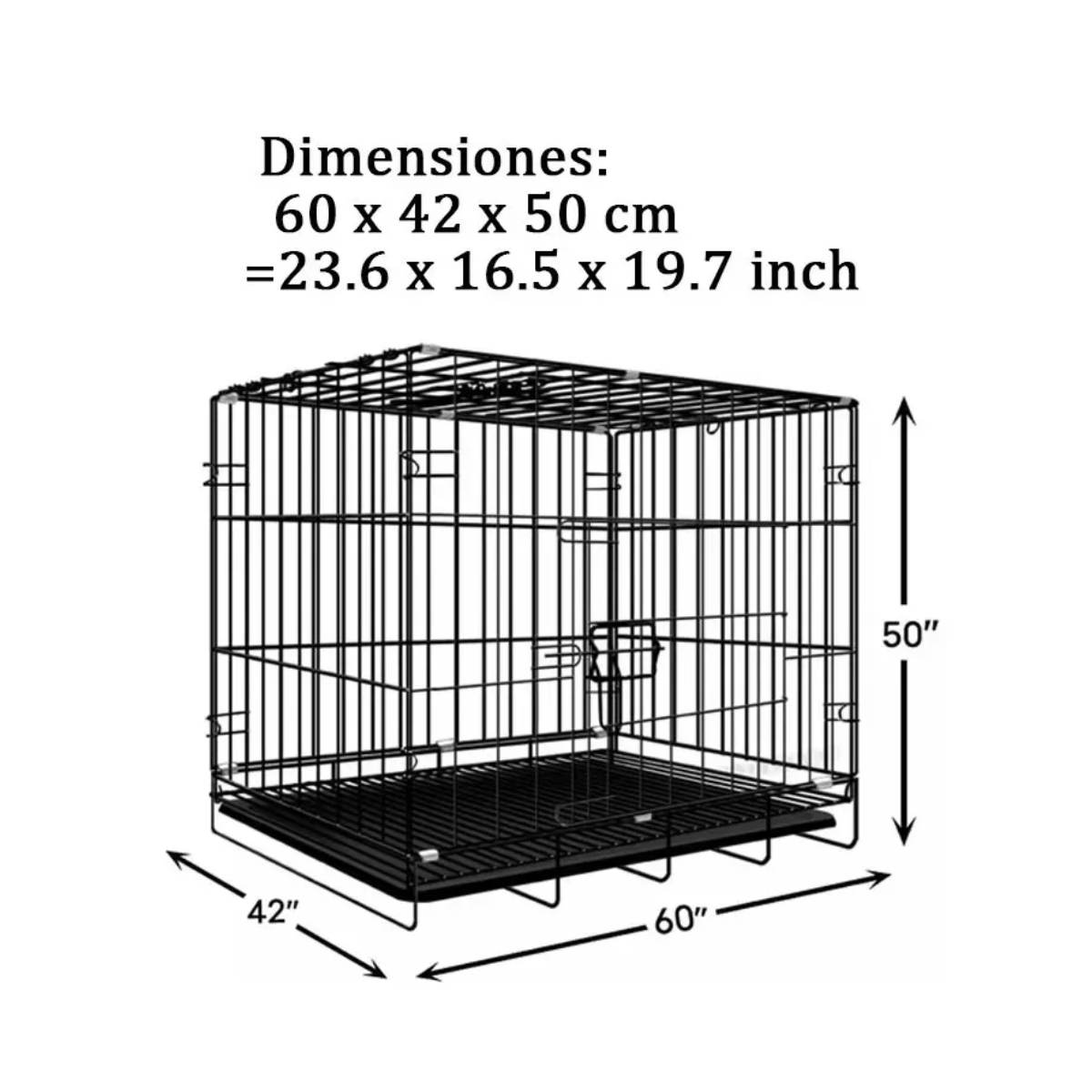 Jaula Plegable Transportadora Perro 62x42x50 Negro