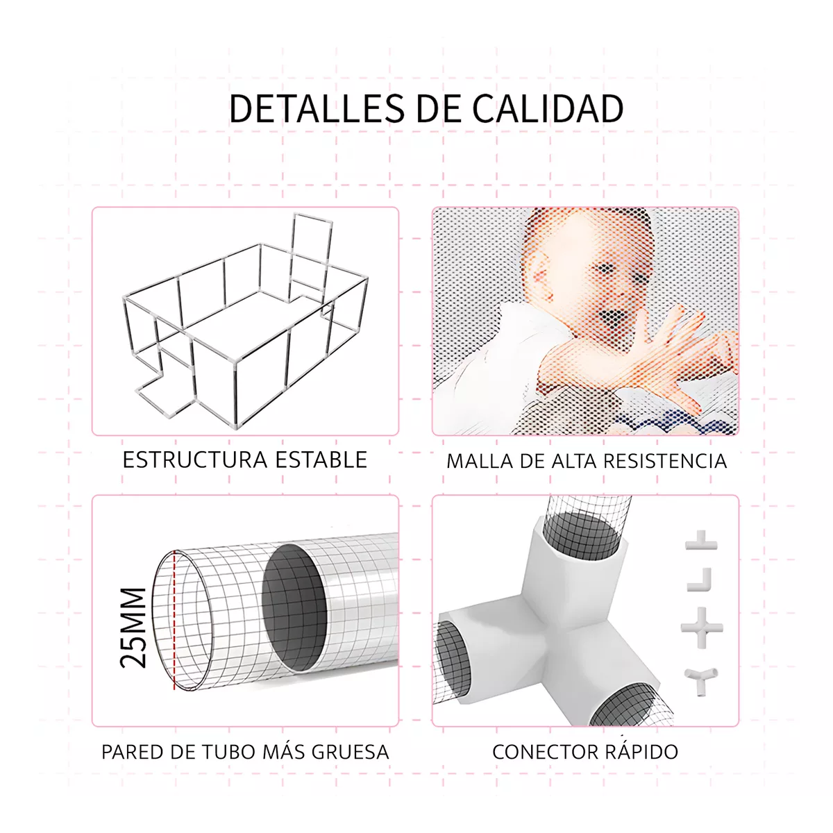 Corralito Para Bebé Corral Infantil 2.30 Gimnasio De Juegos Rosa