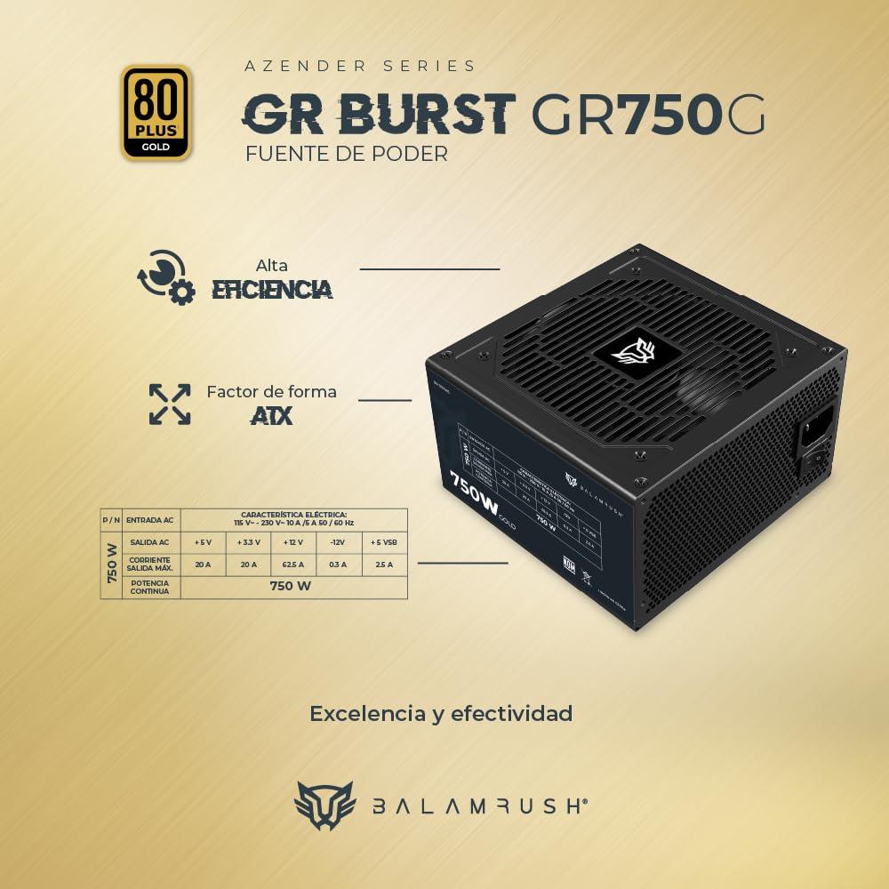 Fuente de Poder Balam Rush Gr Burst Gr750g 80 Plus Gold