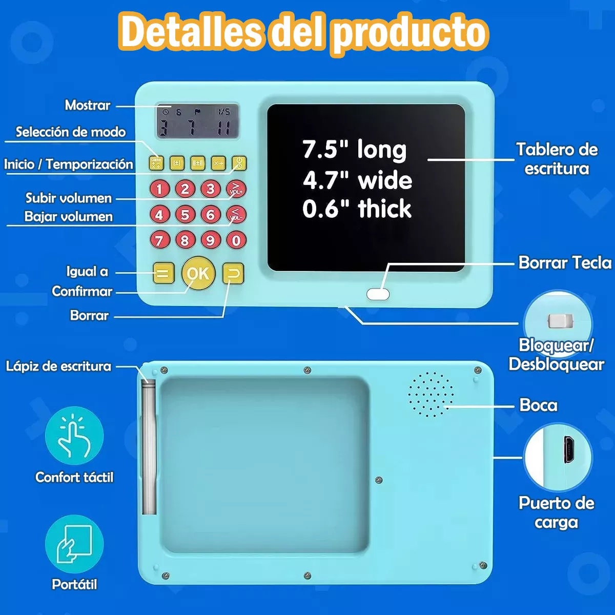 Pizarrones Magicos Tableta De Dibujo Niños Con Calculadora