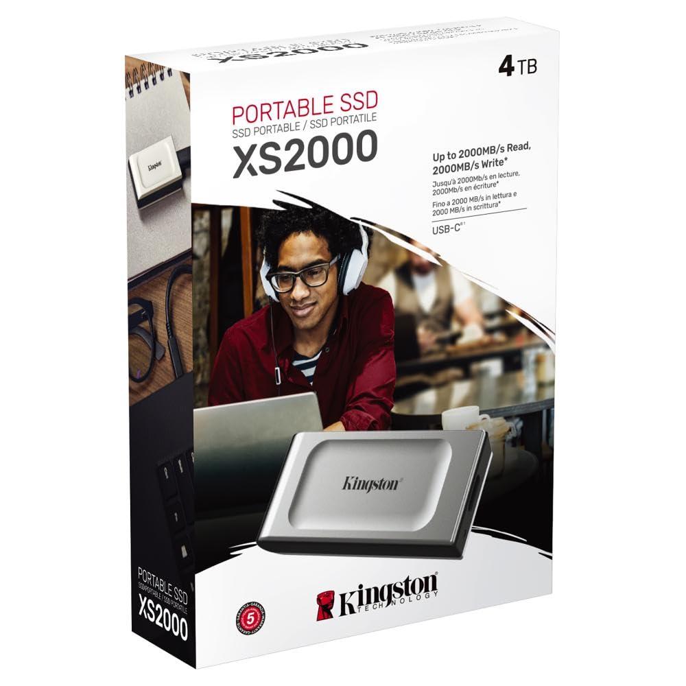 Ssd Externo Kingston Xs2000 4tb Usb C Negro/Plata